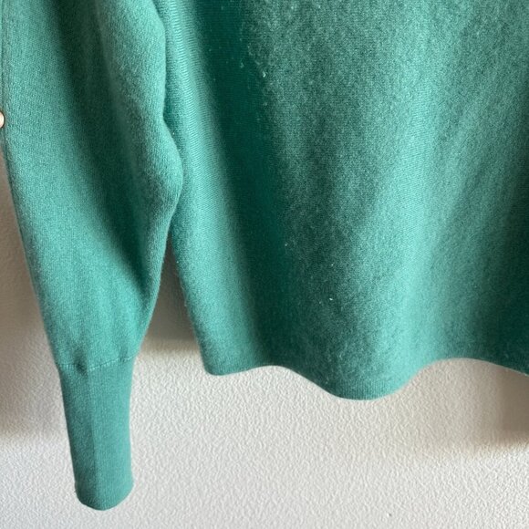 Intermix Green Teal Boat Neck Cashmere Long Sleeve Sweater - Picture 4 of 5
